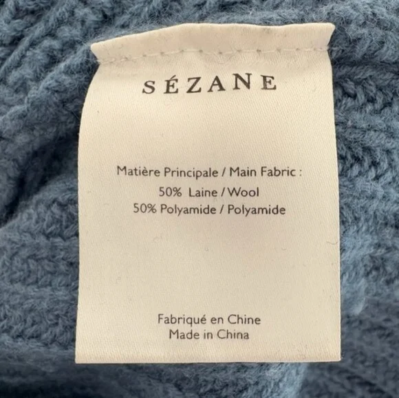 SÉZANE Solal Soft Wool Blend Bauble Knit Sweater In Vintage Blue XS NWOT - Picture 7 of 9